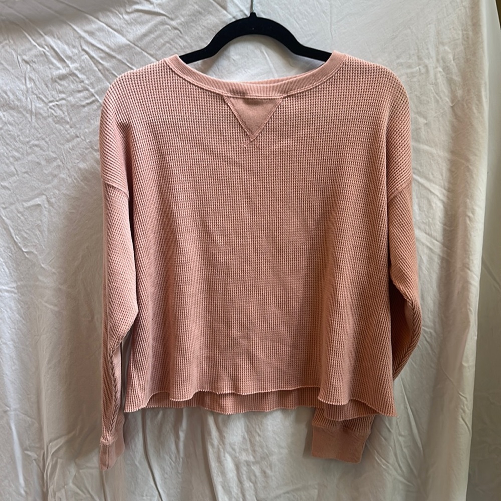 Millennium Pink Waffle Cropped Longsleeve Abercrombie Shirt